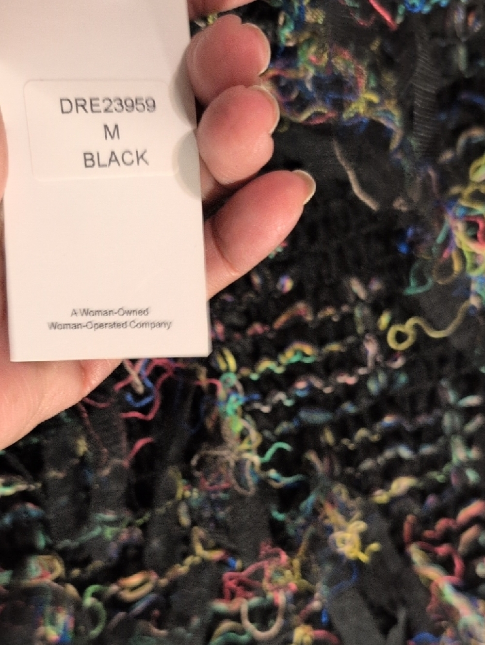 Wowo Brand Black Multicolor Fringe Long Sleeve Dress - Picture 7 of 7